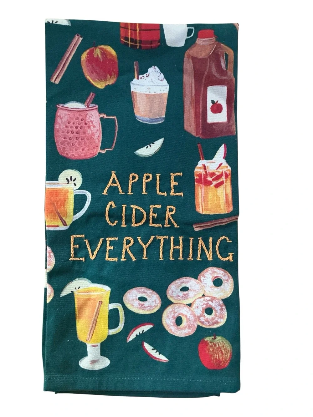 NWOT Anthropologie Large 100% Cotton Fall Apple Cider Theme Dish Towel Retro